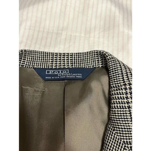 Polo by Ralph Lauren Men's Sports Coat Glen Plaid Wool Silk Linen Size 41‎ Long - Picture 6 of 9